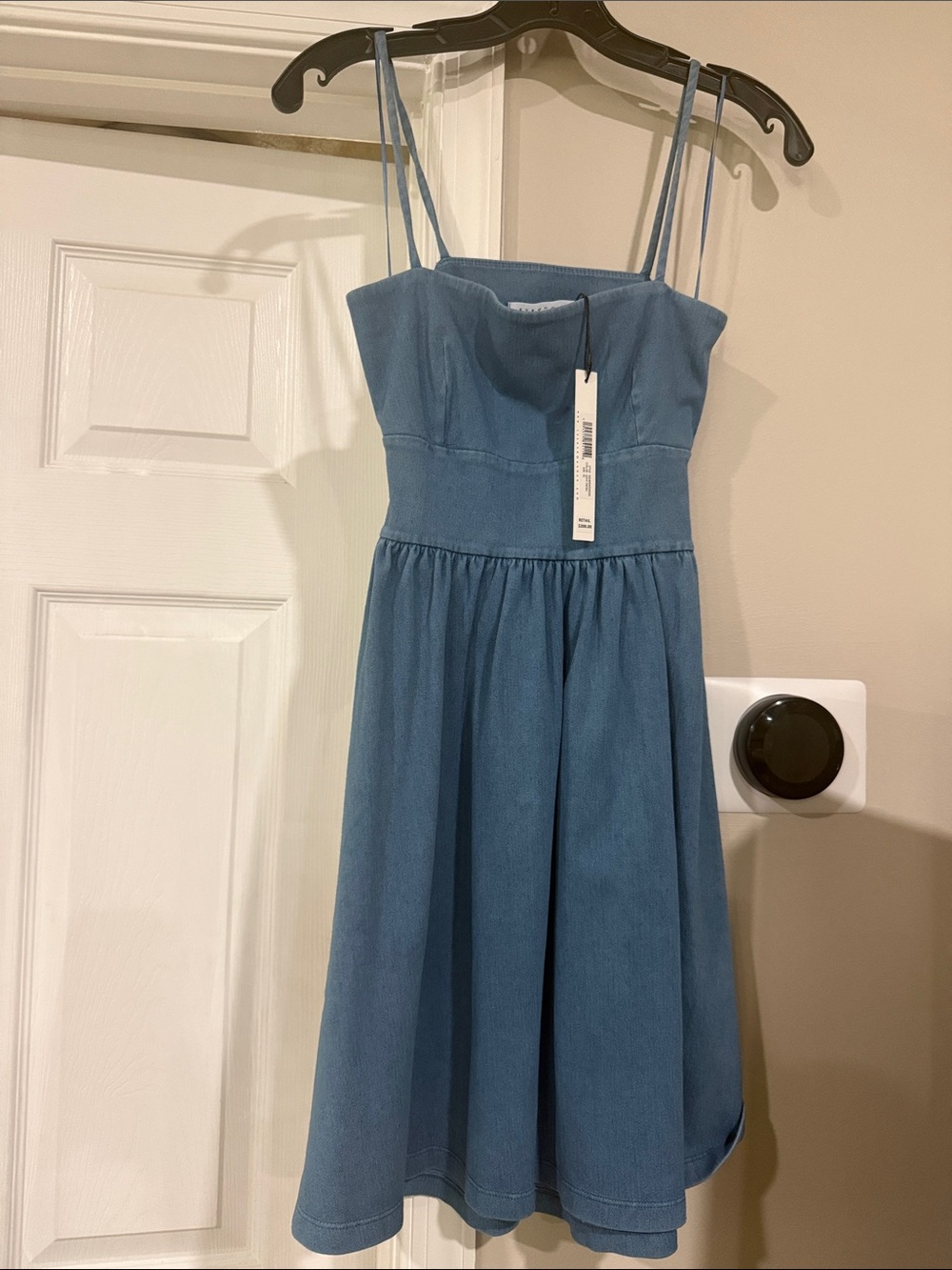 Susana Monaco Light Blue Denim-Look Spaghetti Strap Dress